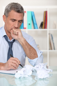 Man with writer's block